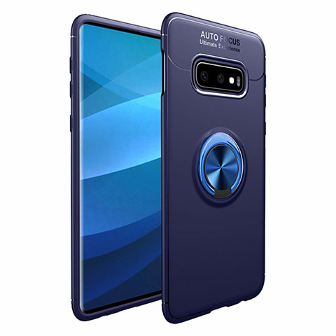 Custodia Silicone Ultra Sottile Morbida Cover con Magnetico Anello Supporto A01 per Samsung Galaxy S10 Blu