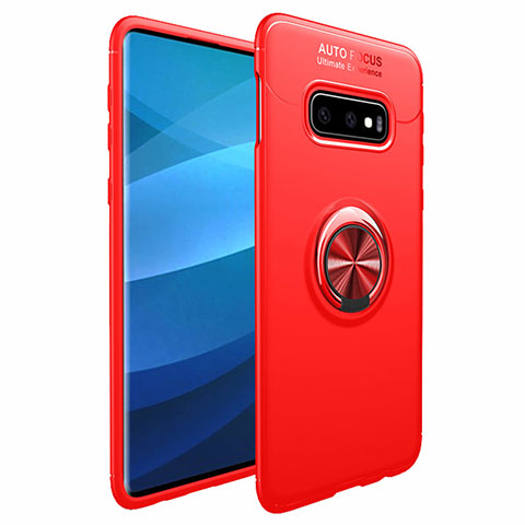 Custodia Silicone Ultra Sottile Morbida Cover con Magnetico Anello Supporto A01 per Samsung Galaxy S10 Rosso