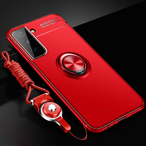 Custodia Silicone Ultra Sottile Morbida Cover con Magnetico Anello Supporto A01 per Samsung Galaxy S22 Plus 5G Rosso