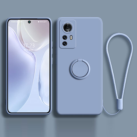 Custodia Silicone Ultra Sottile Morbida Cover con Magnetico Anello Supporto A01 per Xiaomi Mi 12 Pro 5G Grigio Lavanda