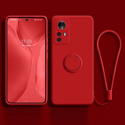 Custodia Silicone Ultra Sottile Morbida Cover con Magnetico Anello Supporto A01 per Xiaomi Mi 12 Pro 5G Rosso