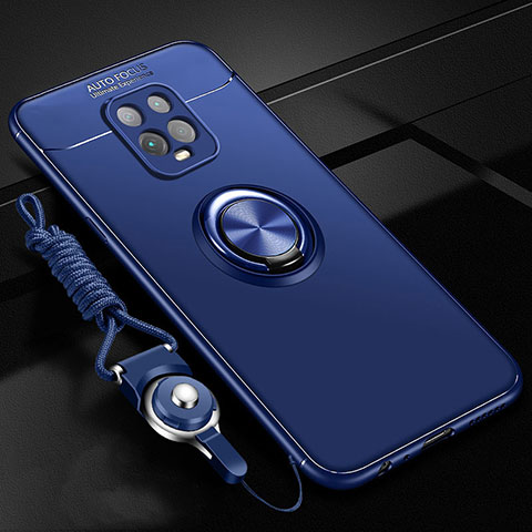 Custodia Silicone Ultra Sottile Morbida Cover con Magnetico Anello Supporto A01 per Xiaomi Redmi 10X Pro 5G Blu
