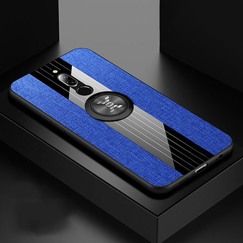 Custodia Silicone Ultra Sottile Morbida Cover con Magnetico Anello Supporto A01 per Xiaomi Redmi 8 Blu