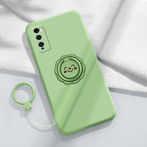 Custodia Silicone Ultra Sottile Morbida Cover con Magnetico Anello Supporto A02 per Huawei Enjoy 20 Pro 5G Ciano