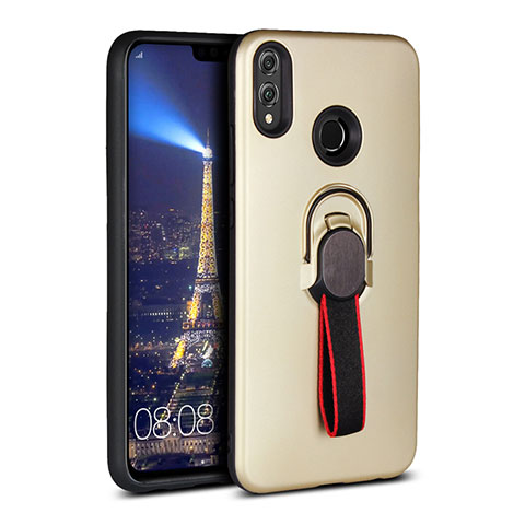 Custodia Silicone Ultra Sottile Morbida Cover con Magnetico Anello Supporto A02 per Huawei Honor 8X Oro