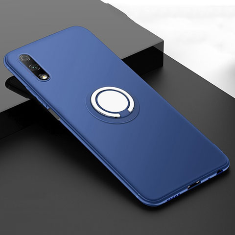 Custodia Silicone Ultra Sottile Morbida Cover con Magnetico Anello Supporto A02 per Huawei Y9 Prime (2019) Blu