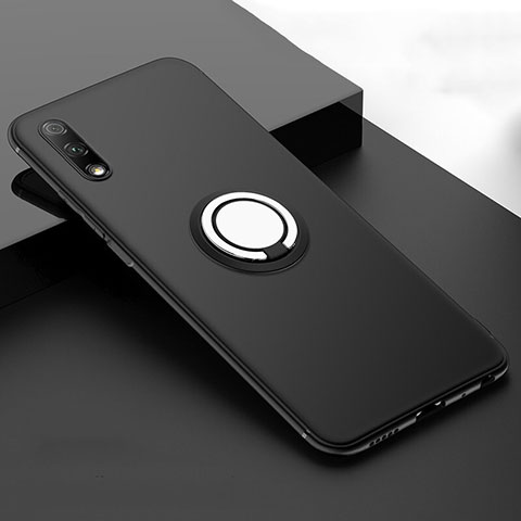 Custodia Silicone Ultra Sottile Morbida Cover con Magnetico Anello Supporto A02 per Huawei Y9 Prime (2019) Nero