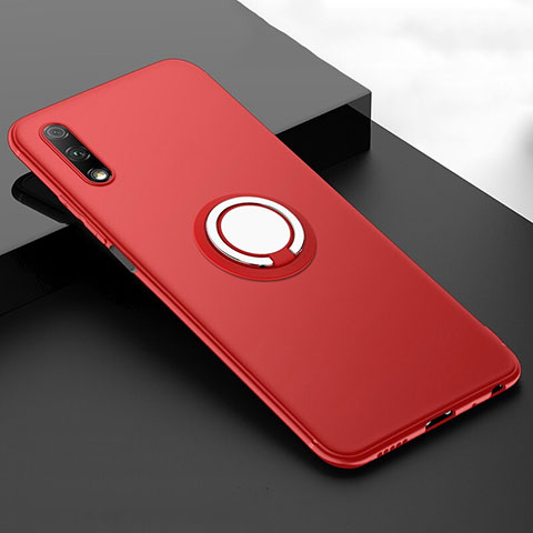 Custodia Silicone Ultra Sottile Morbida Cover con Magnetico Anello Supporto A02 per Huawei Y9 Prime (2019) Rosso