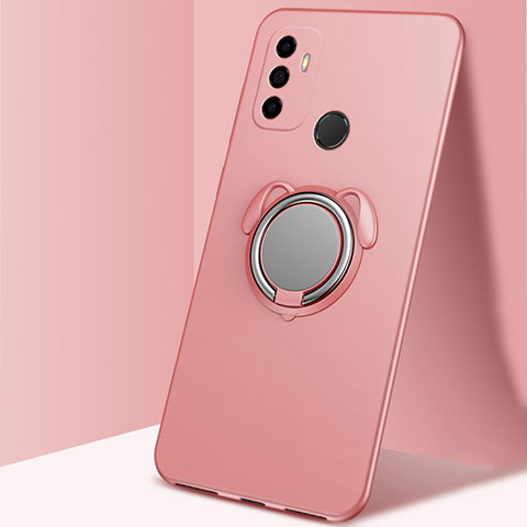 Custodia Silicone Ultra Sottile Morbida Cover con Magnetico Anello Supporto A02 per Oppo A11s Oro Rosa