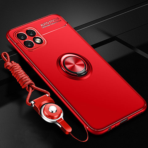 Custodia Silicone Ultra Sottile Morbida Cover con Magnetico Anello Supporto A02 per Oppo A72 5G Rosso