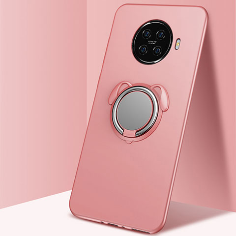 Custodia Silicone Ultra Sottile Morbida Cover con Magnetico Anello Supporto A02 per Oppo Ace2 Oro Rosa