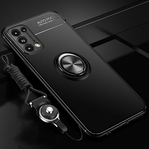 Custodia Silicone Ultra Sottile Morbida Cover con Magnetico Anello Supporto A02 per Oppo Find X3 Lite 5G Nero