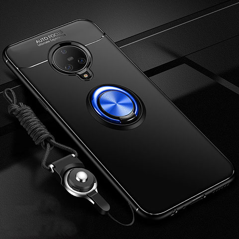 Custodia Silicone Ultra Sottile Morbida Cover con Magnetico Anello Supporto A02 per Vivo Nex 3 5G Blu e Nero