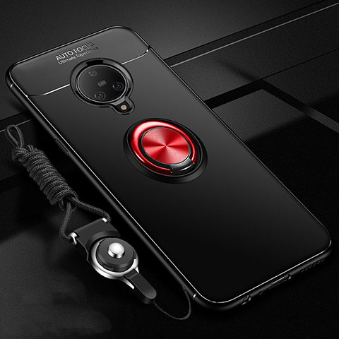 Custodia Silicone Ultra Sottile Morbida Cover con Magnetico Anello Supporto A02 per Vivo Nex 3 5G Rosso e Nero