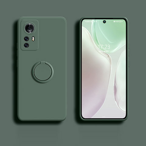 Custodia Silicone Ultra Sottile Morbida Cover con Magnetico Anello Supporto A02 per Xiaomi Mi 12S 5G Verde