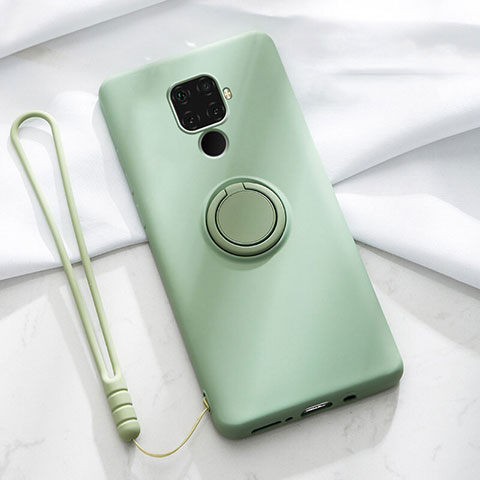 Custodia Silicone Ultra Sottile Morbida Cover con Magnetico Anello Supporto A03 per Huawei Mate 30 Lite Verde