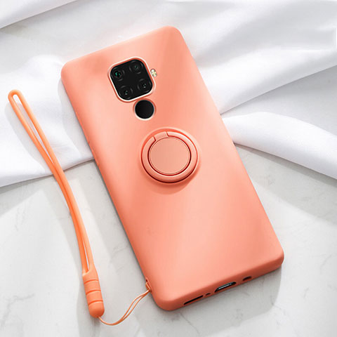 Custodia Silicone Ultra Sottile Morbida Cover con Magnetico Anello Supporto A03 per Huawei Nova 5i Pro Arancione