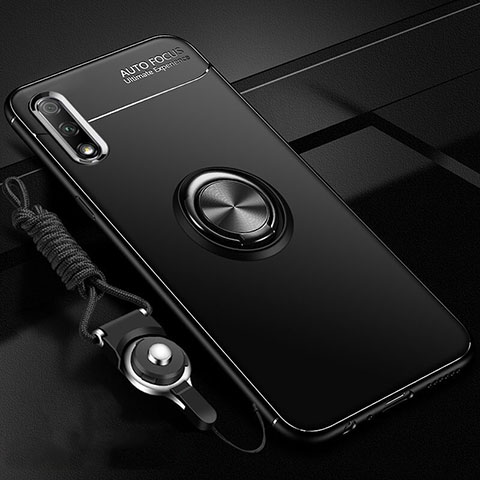 Custodia Silicone Ultra Sottile Morbida Cover con Magnetico Anello Supporto A03 per Huawei P Smart Z (2019) Nero