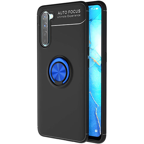 Custodia Silicone Ultra Sottile Morbida Cover con Magnetico Anello Supporto A03 per Oppo Find X2 Lite Blu e Nero