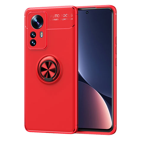 Custodia Silicone Ultra Sottile Morbida Cover con Magnetico Anello Supporto A05 per Xiaomi Mi 12 Lite 5G Rosso