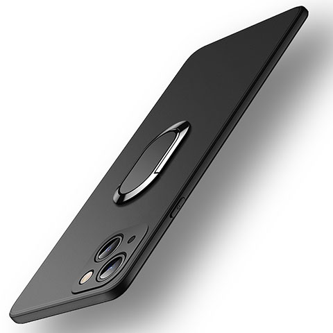 Custodia Silicone Ultra Sottile Morbida Cover con Magnetico Anello Supporto A09 per Apple iPhone 13 Nero