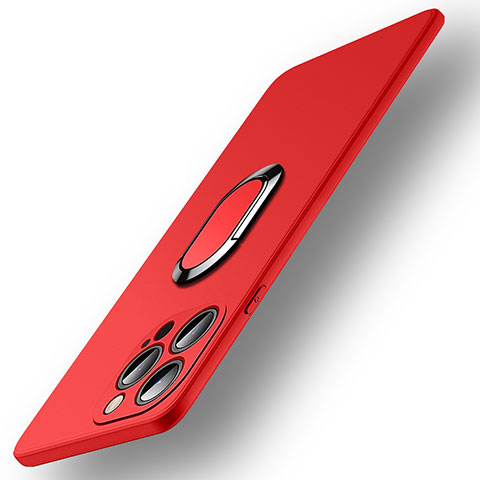 Custodia Silicone Ultra Sottile Morbida Cover con Magnetico Anello Supporto A09 per Apple iPhone 16 Pro Rosso