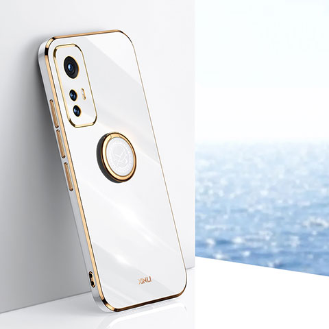 Custodia Silicone Ultra Sottile Morbida Cover con Magnetico Anello Supporto A10 per Xiaomi Mi 12S 5G Bianco