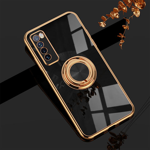 Custodia Silicone Ultra Sottile Morbida Cover con Magnetico Anello Supporto AN1 per Huawei Nova 7 5G Nero