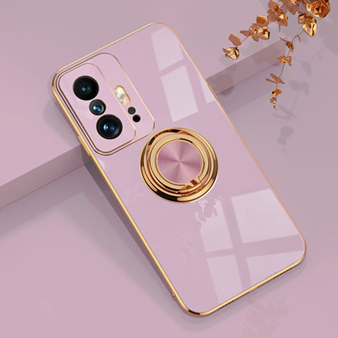 Custodia Silicone Ultra Sottile Morbida Cover con Magnetico Anello Supporto AN1 per Xiaomi Mi 11T Pro 5G Lavanda