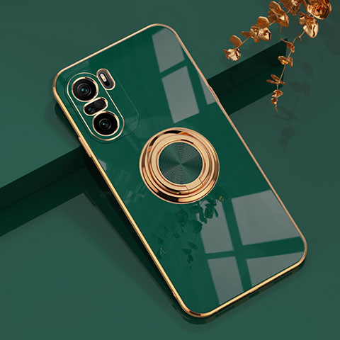 Custodia Silicone Ultra Sottile Morbida Cover con Magnetico Anello Supporto AN1 per Xiaomi Mi 11X 5G Verde