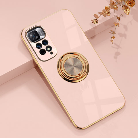 Custodia Silicone Ultra Sottile Morbida Cover con Magnetico Anello Supporto AN1 per Xiaomi Redmi Note 11 Pro+ Plus 5G Rosa