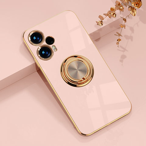 Custodia Silicone Ultra Sottile Morbida Cover con Magnetico Anello Supporto AN1 per Xiaomi Redmi Note 12 Turbo 5G Oro Rosa