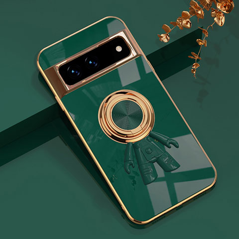 Custodia Silicone Ultra Sottile Morbida Cover con Magnetico Anello Supporto AN2 per Google Pixel 7 Pro 5G Verde