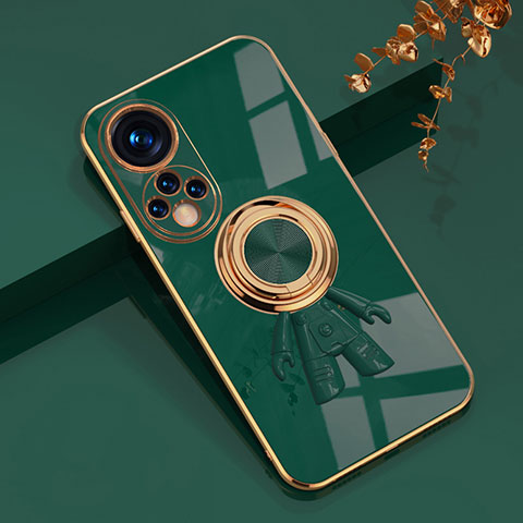 Custodia Silicone Ultra Sottile Morbida Cover con Magnetico Anello Supporto AN2 per Huawei Nova 9 Pro Verde