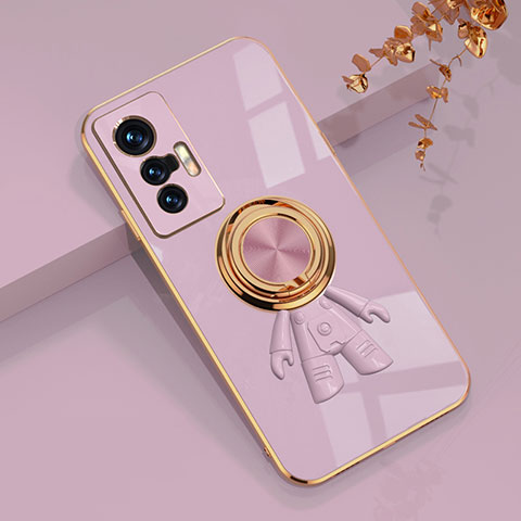 Custodia Silicone Ultra Sottile Morbida Cover con Magnetico Anello Supporto AN2 per Vivo X70 Pro 5G Lavanda