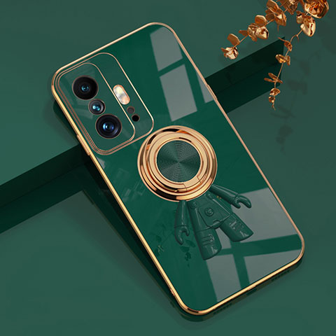 Custodia Silicone Ultra Sottile Morbida Cover con Magnetico Anello Supporto AN2 per Xiaomi Mi 11T 5G Verde