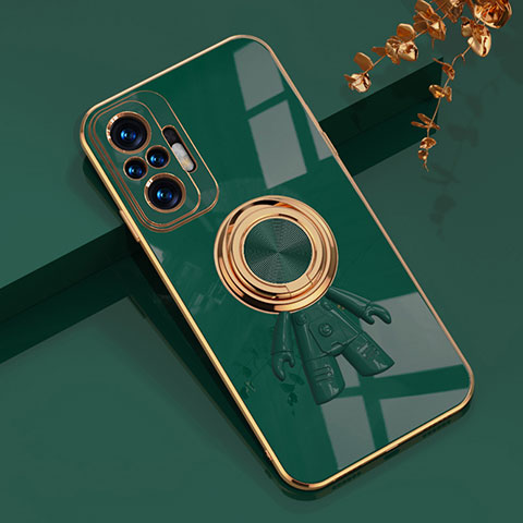 Custodia Silicone Ultra Sottile Morbida Cover con Magnetico Anello Supporto AN2 per Xiaomi Poco M5S Verde