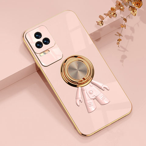 Custodia Silicone Ultra Sottile Morbida Cover con Magnetico Anello Supporto AN2 per Xiaomi Redmi K50 Pro 5G Rosa