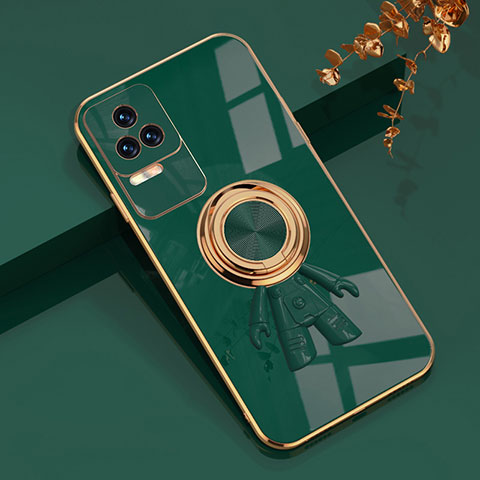 Custodia Silicone Ultra Sottile Morbida Cover con Magnetico Anello Supporto AN2 per Xiaomi Redmi K50 Pro 5G Verde