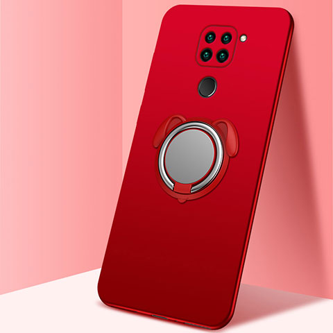 Custodia Silicone Ultra Sottile Morbida Cover con Magnetico Anello Supporto G03 per Xiaomi Redmi 10X 4G Rosso