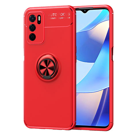 Custodia Silicone Ultra Sottile Morbida Cover con Magnetico Anello Supporto JM1 per Oppo A16s Rosso