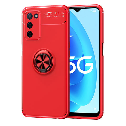 Custodia Silicone Ultra Sottile Morbida Cover con Magnetico Anello Supporto JM1 per Oppo A53s 5G Rosso