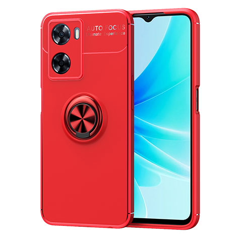 Custodia Silicone Ultra Sottile Morbida Cover con Magnetico Anello Supporto JM1 per Oppo A57s Rosso