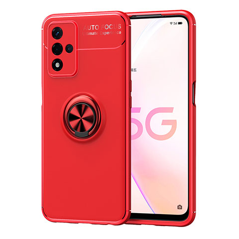 Custodia Silicone Ultra Sottile Morbida Cover con Magnetico Anello Supporto JM1 per Oppo A93s 5G Rosso