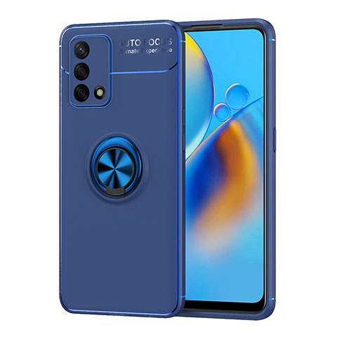 Custodia Silicone Ultra Sottile Morbida Cover con Magnetico Anello Supporto JM1 per Oppo A95 4G Blu