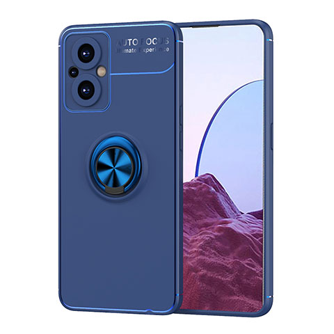 Custodia Silicone Ultra Sottile Morbida Cover con Magnetico Anello Supporto JM1 per Oppo F21 Pro 5G Blu