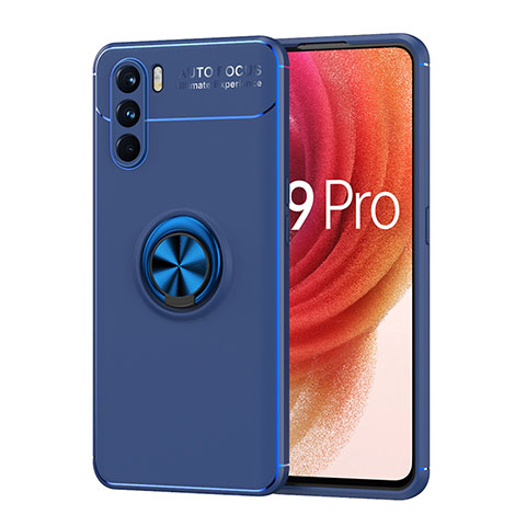 Custodia Silicone Ultra Sottile Morbida Cover con Magnetico Anello Supporto JM1 per Oppo K9 Pro 5G Blu