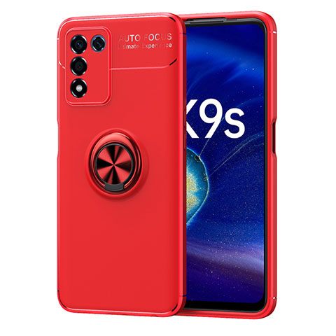 Custodia Silicone Ultra Sottile Morbida Cover con Magnetico Anello Supporto JM1 per Realme 9 SE 5G Rosso