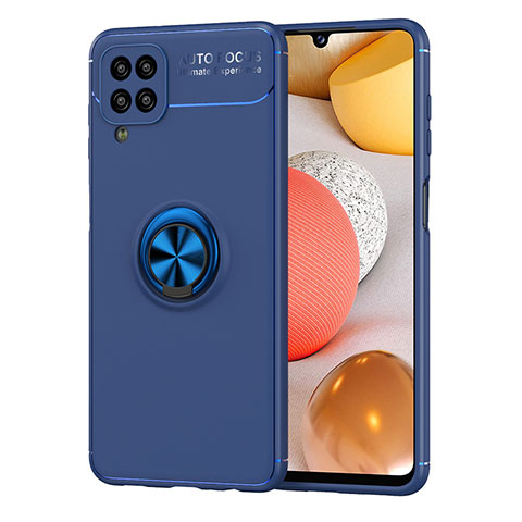 Custodia Silicone Ultra Sottile Morbida Cover con Magnetico Anello Supporto JM1 per Samsung Galaxy A12 5G Blu