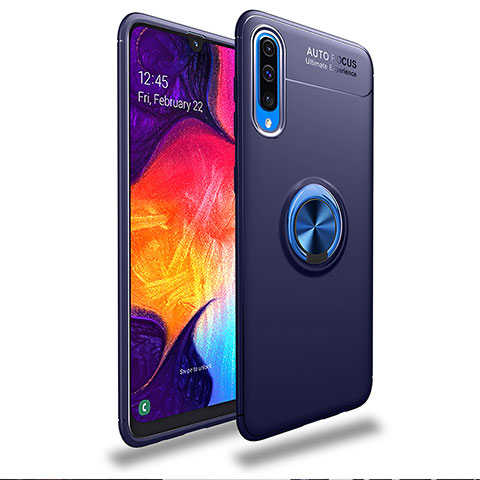 Custodia Silicone Ultra Sottile Morbida Cover con Magnetico Anello Supporto JM1 per Samsung Galaxy A30S Blu